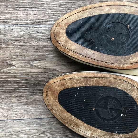 Giorgio Armani Cream Leather Almond Toe Slip On Loafers Men's 44/ US 10.5 - Picture 13 of 15